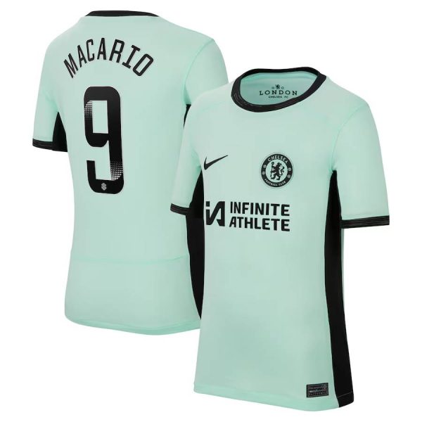 Chelsea chelsea wsl nike drittes stadion-sponsor-trikot 2023-24 – kinder mit macario 9-aufdruck Trikot - Exklusive Chelsea Fußballbekleidung